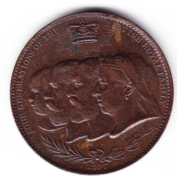 1897 British Royal Family Commemorative Medal (b1) - Picture 1 of 2